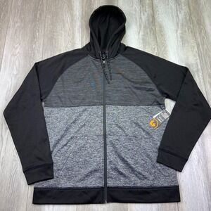 Burnside Tech Fleece Hoodie Mens Large Gray Black Full Zip Hooded Men NEW